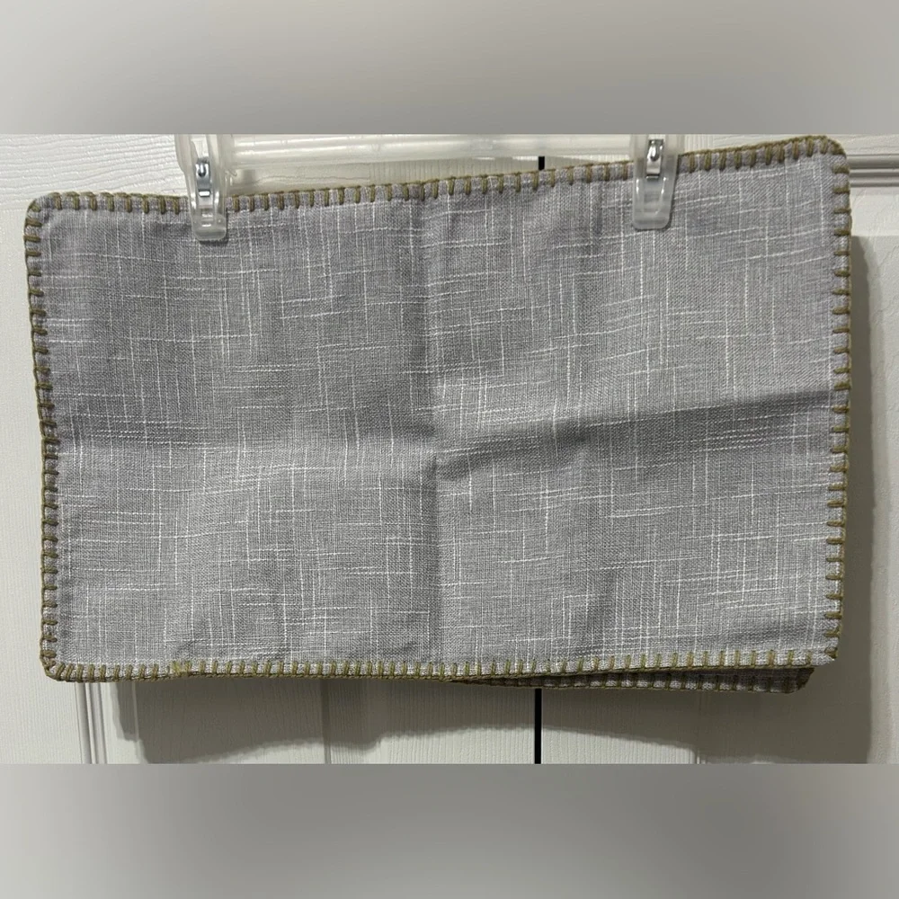 Miulee Set of 2 Gray Pillow Covers Rectangle Burlap Trim Farmhouse 12”X20” NEW